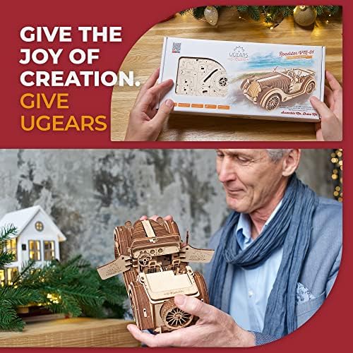 UGears Mechanical Models Roadster VM-01 3-D Wooden Puzzle - Image 6