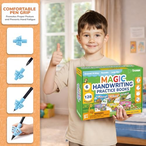 LEOGOR Magic Grooved Writing Practice for Kids - 6 Grooved Writing Books for Kids 3-5 & 6-8 - Disappearing Ink Handwriting Books - Traceable Letters Numbers for Preschool - Reusable Learning Activity - Image 6
