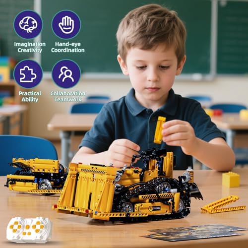DOLIVE 5 in 1 STEM Building Block Set, App & Remote Control Construction Vehicle Kit, DIY Excavator Crane Truck Bulldozer Roller, Educational Birthday Gift for Kids 8-14 Years Old - Image 6