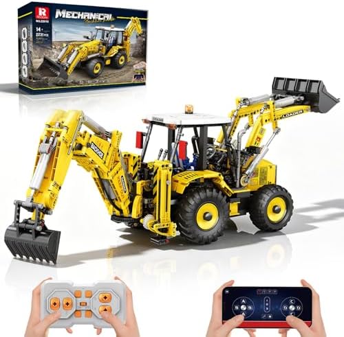 Reobrix RC Backhoe Loader Building Block Sets for Adults 2231PCS by Reobrix