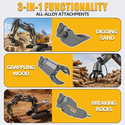 3-in-1 Remote Control Excavator Toy for Boys 3-5 4-7 6-8 9 10 12 Years Old - Image 2