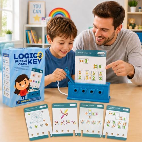 Xuoent Preschool Learning Activities for Kids Ages 3-8+, Educational Flash Card Puzzle Game with Matching Keys, Toddler Brain Teaser Montessori Toy for Fine Motor Skills(Level 3) - Image 3