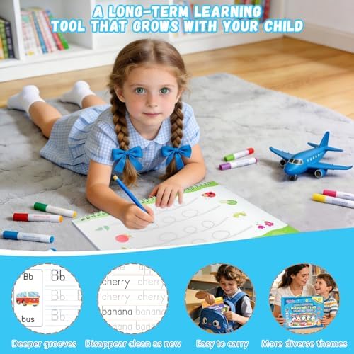 Magic Grooved Writing Practice, 8 Reusable Handwriting Books for Kids 3-8 - Image 6