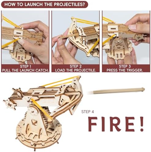 3D Wooden Puzzles for Adults,Wood Ballista Model Building Kit,Assembling Catapult Gifts for Boys and Girls,Best Educational Christmas Birthday Day Gift for Friends (Wooden Ballista) - Image 3