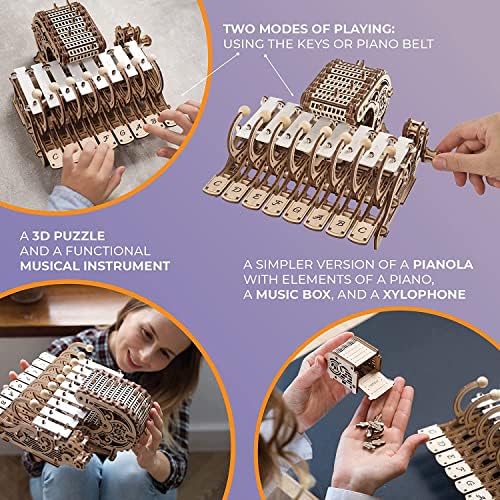 UGEARS Celesta 3D Mechanical Puzzle 3D Wooden Puzzles for Adults - Wooden Model Kits for Adults Musical Instruments for Adult Piano, Music Box and Xylophon Brain Teaser, Hobby Set - Image 3