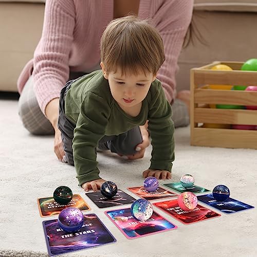 Pllieay 16PCS Solar System for Kids Galaxy Space Toys, 45mm Bouncy Balls Bulk and Galaxy Flashcards for Party Favors, Educational Space Toys - Image 6