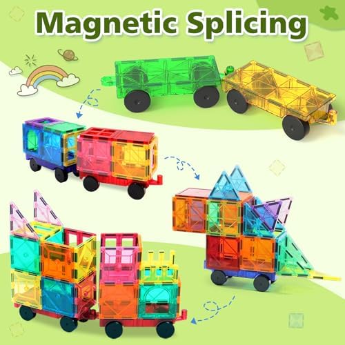 Feoxialy Magnetic Tiles Cars 4 PCS Magnetic Cars Set Construction Kids Toys - Image 4