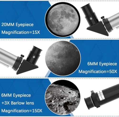 Telescope for Adults & Kids, 70MM Aperture FMC Optics Telescopes for Astronomy Beginners, 300MM Refractor Telescope (15X-150X) with Phone Adapter and Tripod, Travel Gifts for Moon, Jupiter and Star - Image 2