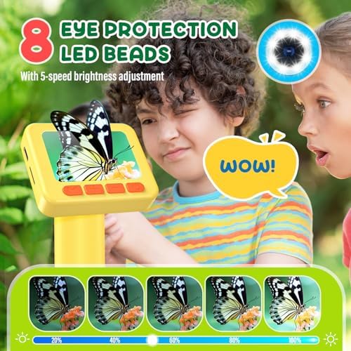 IMICHI Microscope for Kids 50X-1000X 2 inch IPS HD Screen, 32GB Storage Card, 1080P Video, 2-Hour Battery Life, Easy Carry, Slides Included - Perfect Science Kit Gift for Kids Ages 8-12 Yellow - Image 4