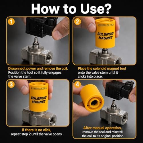 2-in-1 HVAC Diagnostic Tool Kit, 18mm Solenoid Magnet Tool & Pump Rotation Tester, Solenoid Valve Troubleshooting Magnet, AC Magnetic Field Detector, Rotation Checker for Valves(Yellow) - Image 5