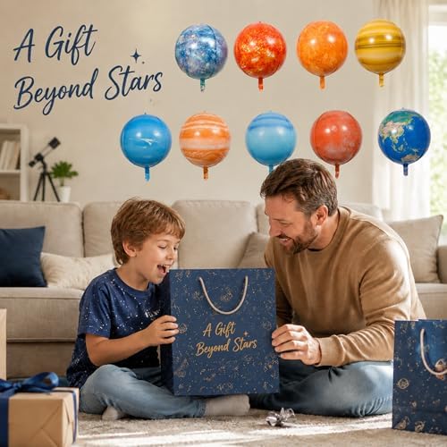 Solar System Balloons Set, Inflatable Planet Balloons with Sun & 8 Planets, Space Party Decorations Hanging Kit, Foil Space Balloons - Image 6