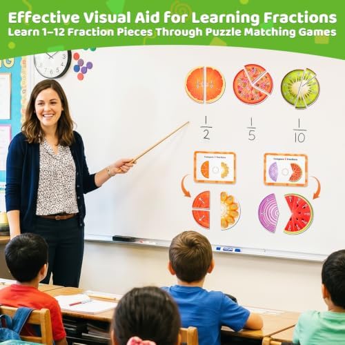 Magnetic Fraction Tiles & Circles, Math Manipulatives for Kids Grades 2-5 - Image 2