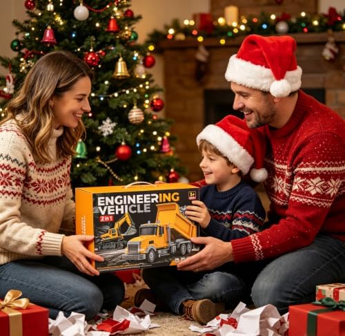 Remote Control Excavator and Dump Truck Toy Set, RC Excavator & RC Dump Truck with Lights and Sounds for Imaginative Play, Birthday Gifts for Toddlers Boys Girls - Image 3