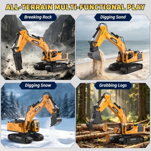 3-in-1 Remote Control Excavator Toy, 20 Channel 1:16 RC Excavator for Boys - Image 3