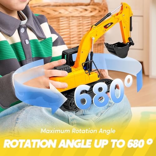JOYIN Remote Control Excavator Toys for Boys, 2.4Ghz RC Play Excavator with Light, Construction Toys for Boys Birthday Gift 4-7 8-12 Year Old Kids - Image 5