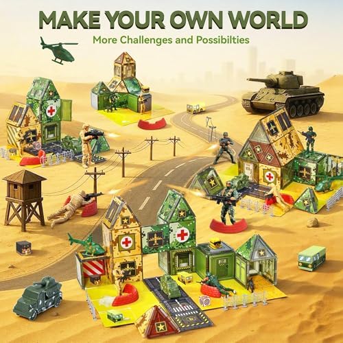 VigorFun Army Toys Magnetic Tiles Building Blocks Set for Kids Ages 3+ - Image 5