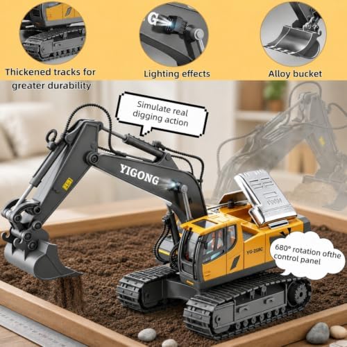 2.4GHz Remote Control Construction Vehicles Set, RC Excavator Dump Truck Loader Bulldozer with Lights and Sound Effects - Image 3