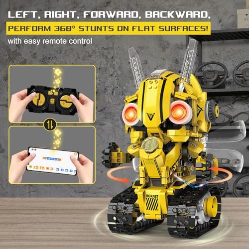 5-in-1 Remote Control STEM Robot Building Kit with LED Light – Transformable Models, Eco-Friendly Rechargeable, App-Controlled, Engineering Toy for Kids 6+ (673PCS) - Image 5