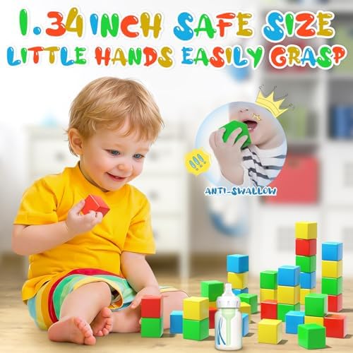 Magnetic Blocks, 28PCS Magnetic Building Blocks, 1.34 inch 3D Cubes for Toddlers, Preschool Educational Construction Kit, Sensory Montessori Toys Kids Blocks for Boys Girls - Image 3