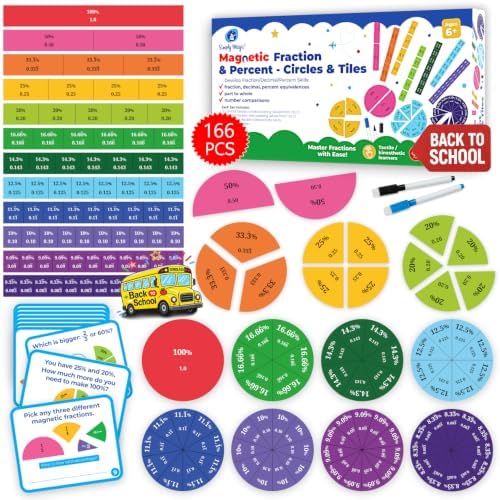 Simply Magic 178 PCS Magnetic Fraction Tiles - Fraction Magnets by SimplyMagic