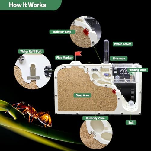 Ant Farm Castle - Ant Farms for Kids with Yellow Sand Complete Tool Kit, Live Ants Habitat Science Kit - Great Gift for Boys, Girls and Student - Image 4