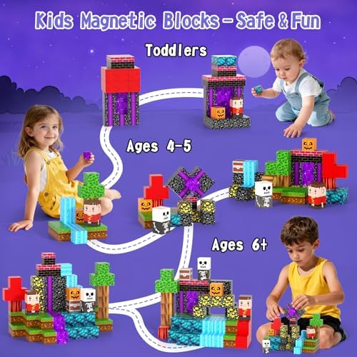 54PCS Travel Magnetic Blocks, Mini Magnet Toys for Kids,Magnetic Building Blocks Cube, Portable Magnetic Toys Set for kids 3-5, Stem Construction Stacking Toy 3+ Toddles Boys Girls Birthday Gifts - Image 7