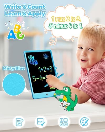 KOKODI 10 Inch LCD Writing Tablet with Anti-Lost Stylus, Erasable Doodle Board Colorful Toddler Drawing Pad, Car Travel School Games Toys for 3 4 5 6 7 8 Kids, Birthday Gift for Girls Boys Adults Blue - Image 3