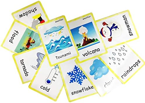 SANTSUN 24 Pcs Weather Flashcards Set - Classroom Decorations Kindergarten Teacher Tools - Educational Teaching Picture & Word Cards for Kids Boys Girls Early Learning - Image 3