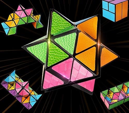 Magic Cube 2 in 1 Set Puzzle Brain Teasers Toy Geometric Brain Teaser Puzzles Geometry 3D Logic IQ Games Puzzle Cubes for Kids and Adults (Star) - Image 3