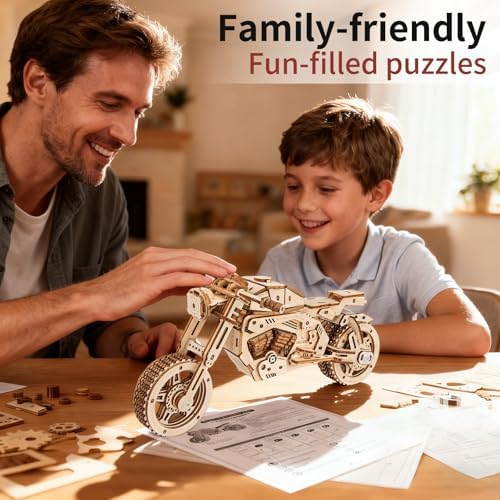 3D Wooden Puzzle Motorcycle Model, Mechanical Model Car Kits for Adults, Hobby Kit to Build Your Own Wooden Bike, Best Gift for Motorcycle Riders Men, Adults Teens on Birthday Christmas (Motorcycle) - Image 5