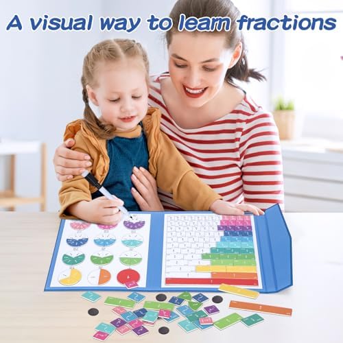 Magnetic Fraction Educational Puzzle, Magnetic Fraction Tiles and Circles, Elementary Fraction Manipulatives, Montessori Math Teaching Aid for Kids - Image 2