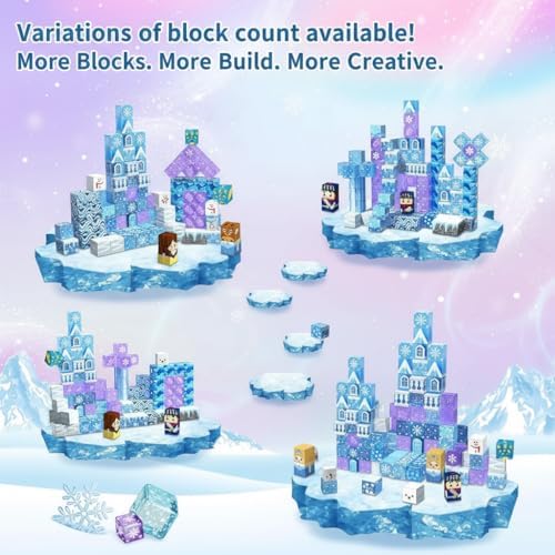 Magnetic Blocks Building Set - Puzzle Cubes as STEM Toys for Kids - Toddlers Sensory Construction Tiles - Ages 3+ Creative Educational Games for Boys and Girls - Frozen 200pc Block - Image 2