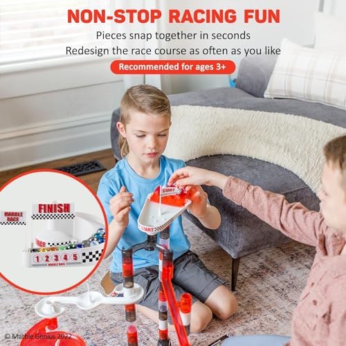 Marble Genius Marble Run Racing Set: 125-Piece Marble Run Racing Set Toys for Kids, Marbles Maze Tower Building Blocks, Marbles Race Track Rolling Game, Educational Learning STEM Toy Gift - Image 4