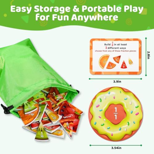 Magnetic Fraction Tiles & Circles, Math Manipulatives for Kids Grades 2-5 - Image 5