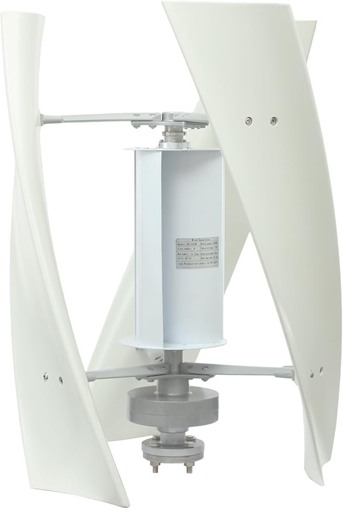 Bepritm Vertical Axis Wind Turbine, Wind Generator Kit with Controller & IP67 Protection, Ultra-Quiet Design for Home, RV, Business, Industrial Energy Supply (100W 12V White 4 Blades)
