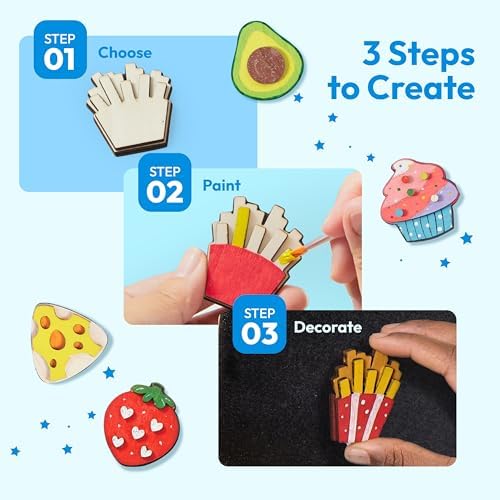 JOYIN 12 pcs Wooden Magnets, Painting Craft for Boys and Girls, Spring and Rainy Day Activities Kit, Craft Toys Gifts for Kids Birthday Easter - Image 4
