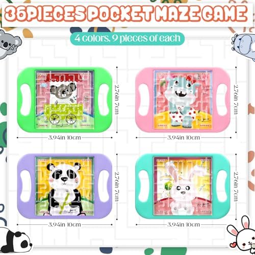 Jellyarch 36 Pcs Mini Maze Puzzle Bulk Small Handheld Maze Cube, Animals - Image 2