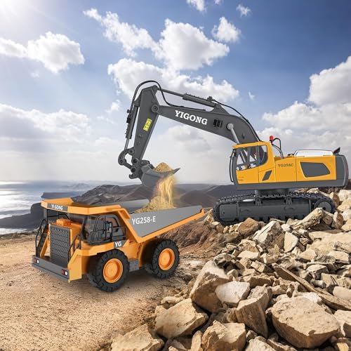 Remote Control Dump Truck RC 1/20 Fully FunctionalEngineering Vehicle, 9 Channel Dump Truck Toy 2.4Ghz with Lights andSounds, for Kids Aged - Image 3