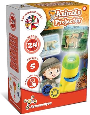 Science4you Animal Torch Projector for Children 4+ Years, Projector Torch for Kids + 24 Images and Poster Included, Educational Gift for Kids Age 4+ by Science4you