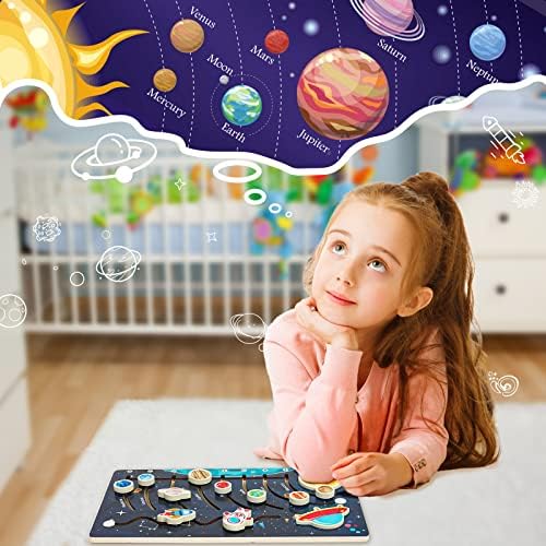 Zeoddler Movable Solar System Puzzle for Kids 3-6, Wooden Space Toys for Kids, Planets for Kids Preschool Learning Activities, Gift for Boys, Girls - Image 2