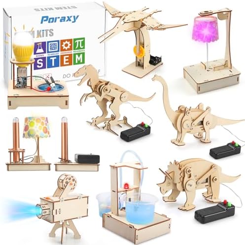 9 Set STEM Science Robot Kits for Kids 8-10-12, Toys for Ages 8-13, Gifts for 8 9 10 11 12 13 Year Old Boys and Girls, Crafts Building Kits, Educational Engineering Experiments Projects by Poraxy