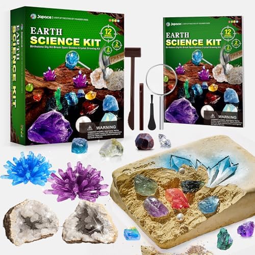 Japace Earth Science Kits for Kids Age 6-8-12-14, Birthstone Gems Dig Kit by Japace