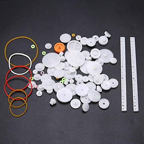 Artshu 75pcs Mixed Plastic Gearbox Rack Pulley Belt Worm Gear Single & Double-Gear 8-56 Teeth DIY Tool for Robot Repair & Toy Car DIY Kit - Image 4