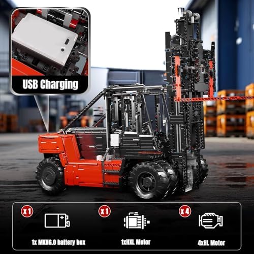 Mould King Technique Forklift Truck Toy 1:6 Scale, 17045 Building Blocks Kit, MOC Remote Control Heavy-Duty Shelf Lifted Truck Model Toy, Gifts Toys for Age 14+/Adults (4579 Pieces) - Image 6