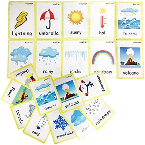 SANTSUN 24 Pcs Weather Flashcards Set - Classroom Decorations Kindergarten Teacher Tools - Educational Teaching Picture & Word Cards for Kids Boys Girls Early Learning - Image 7