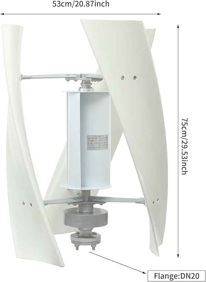 Bepritm Vertical Axis Wind Turbine, Wind Generator Kit with Controller & IP67 Protection, Ultra-Quiet Design for Home, RV, Business, Industrial Energy Supply (100W 12V White 4 Blades)