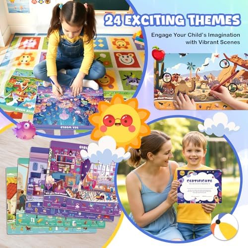 Search and Find Books for Kids Ages 3-5; Road Trip Activities for Ages 4-8, 24 Themes Activity Book with 2 Dry Erase Markers - Image 4