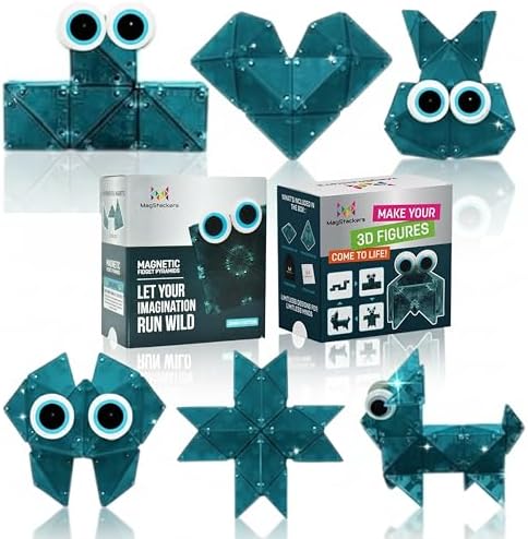 MagStackers Magnet Fidgets for Kids - 22 Pc Magnetic Tiles Toy Building Set with Tetrahedron and Tripyramidal Magnet Blocks for 5+ Years - Reduce Fidgeting and Create 1000+ Fun Creatures and Designs by HyperBlasters