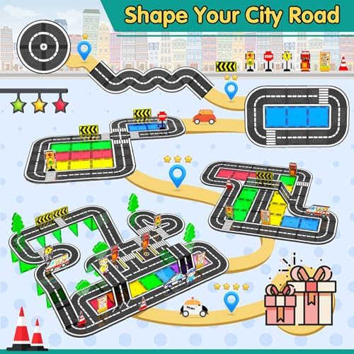 106Pcs Christmas Magnetic Tiles, Magnetic Building Blocks, Preschool Montessori Toys Gift for 3+ Year Old Boys and Girls, Sensory Toys for Kids Aged 3-5 and 4-8, Ideas for Toddler with Autism - Image 6