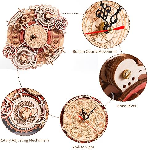 ROBOTIME 3D Wooden Puzzles for Adults, Models for Adults to Build Wooden Steampunk Clock Kit, DIY Mechanical Wall Quartz Aesthetic Room Decor Unique Gift - Image 4